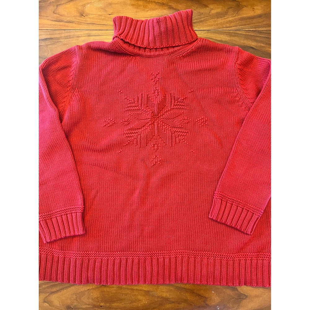 Lauren Ralph Lauren Red Snowflake Turtleneck Cotton Knit Sweater Womens 2X